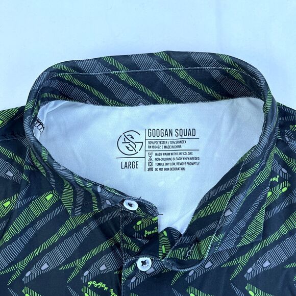 Googan Squad Polo SS Shirt Men's Large Gray Green Fishing Lure Active Stretch - Picture 4 of 6